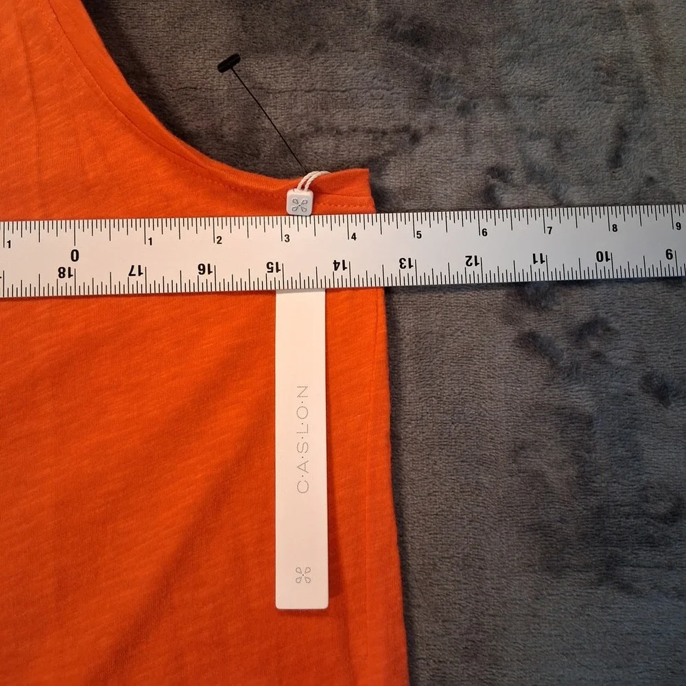 NWT Caslon Tank Top‎  1X Orange Slub Knit Sleeveless High-Low Hem Round Neck